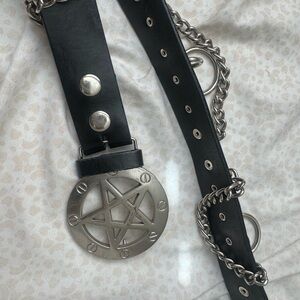 Black Belt with Silver Pentagram Buckle